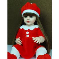 55cm Christmas Reborn Doll, All Vinyl Red Dress Happy Dolls Christmas Decoration Toy