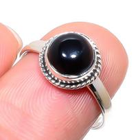 Natural Black Onex Gemstone Handmade 925 Sterling Silver Jewelry Ring S.8 r9S56