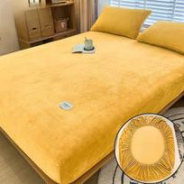 2025 m. naujas lovos užvalkalas flanelinis patalynė, elastinga paklodė, minkšta čiužinio apsauga (Reikalingas pagalvės užvalkalas) Bed sheet (90x200x25cm) geltona