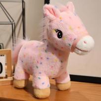 Cute simulation colorful pony doll plush toy pony zodiac horse doll boy soothing rag doll 28cm（0.25kg） rožinė