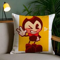 B-Bendy And The I-Ink Machine Anime Pillow Case Safe Custom Photo Pillow, Anti-fade Brushed Fleece Cushion 16x16Inch