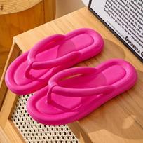 New Summer Candy Colors Flip Flops Beach Soft Bottom Flat Slippers Women Men Outdoor Comfy Non Slip Flat Slide Sandals Ship 2024 36-37 rožinė raudona spalva