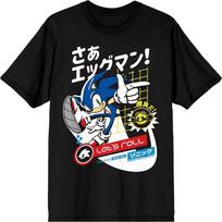 Bioworld Sonic The Hedgehog with Kanji Men's Black Graphic Tee S juoda