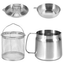 Oil Filter Pot 1.5L/2L Deep Fryer Pot with Basket Stainless Steel Deep Fryer Pasta Strainer Basket Chicken Fried Food Strainer