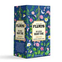 Flurys Organic Night Time Herbal Tea - Caffeine-Free Bed Time Tea | Chamomile, Rose, Spearmint, Lemongrass, Nettle | 20 Tea Bags