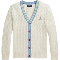 Polo Ralph Lauren spalvotas V formos iškirptės ilgomis rankovėmis medvilninis megztinis Vaikams megztinis 323A12209-001 M beige