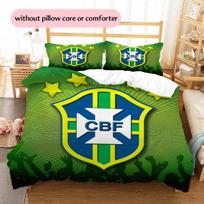 Brazilijos nacionalinės futbolo rinktinės rašto patalynės antklodės komplektas Namų dekoravimas Dovana (1 * antklodės užvalkalas + 2 * pagalvės užvalkalai be šerdies) 135x200cm