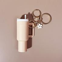 Mini Cup Keychain for Stanley Water Bottle Accessories Lip Balm Cute Tumbler Cup Handle Decoration chaki