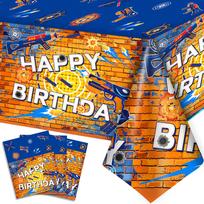 3pcs Dart Party Supplies - Party Table cloth,Gun Birthday Tablecloth/Dart Battle Tablecloth for Dart Party of Kids Dart Birthday Party Decorations mėlyna/oranžinė