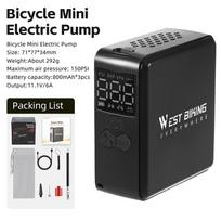 WEST BIKING Bike Pump portable Mini Electric Air Pump with LCD Display 150PSI Tire Inflator Motorcycle Car E-bike Bicycle Pump juoda