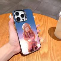 Anime-Your Lie in April-Kaori Miyazono Phone Case For iPhone17 16 15 14 13 12ProMax Grey Black Matte Laser Metallic Aurora Funda iPhone15pro