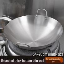 Stainless Steel Double-Handle Round Bottom Wok