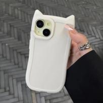 Korėja Mielas 3D Katės Ausies Skaidrus Telefono Dėklas iPhone 17 11 12 13 14 15 16 Pro Max Matinis Silikoninis Atsparus Smūgiams Apsauginis Dangtelis for iPhone 17ProMax balta