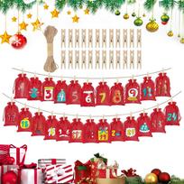 Empty Calendar Advent Bags 24-Day Reusable Christmas Advent Hangable Fabric Candy Bags Calendar For Wedding Holiday Birthday 14x10cm