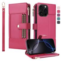 For Google Pixel 10 9 Pro XL Pixel 10 9 Pro Pixel 9A Wallet Case,RFID Blocking Case Kickstand Flip Cover Wrist Strap Card Holder For Pixel 9 rožinė raudona spalva