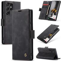 For Samsung Galaxy S23 Ultra S23+ S23 FE Leather Case, CaseMe Retro Purse Luxury Magneti Card Holder Wallet Cover for S23 5G for Galaxy S23 juoda