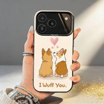 C-Cute Corgi Phone Case For iPhone17 16 15 14 13 12 Pro Max Grey Black Matte Laser Metallic Aurora Funda iPhone12