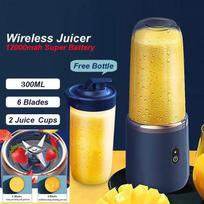 600ml Portable Blender 240W USB Rechargeable Electric Juicer with 6D Blades, BPA-Free, 4000mAh Lithium Battery, Quick Charge, Small Container for Blue 400ML