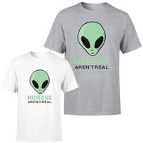 Humans Arent Real Mens Womens T Shirt Mens Womens Tees Top Funny Alien Unisex Retro Tee Top XL