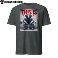Funny Minotaur Bull Sitting On Toilet  Red Text ''THIS IS''  T-Shirt Mens Womens Tees Top Tee 4XL
