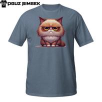 Sad Grumpy CaT Shirt Mens Womens Tees Top – Cute Moody Kitten with Big Eyes Cartoon Tee Unisex 2XL