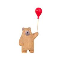 Wooden Bear Figurine With Balloon Creative Home Ornament For Celebration Gift ruda