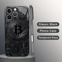 Bitcoin tempered glass phone case suitable for iPhone 17 16 15 14 13 12 11 Pro/Max/Plus anti drop and shockproof back cover iPhone 16Pro