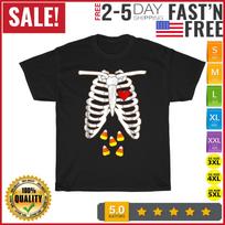 Candy Corn Skeleton X-Ray Halloween Costume Vintage T Shirt Mens Womens Tees Top Men Women Fashion 4XL