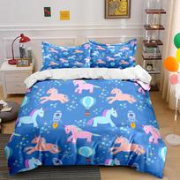 Whimsical Unicorn Balloon Pattern Print Bedding Set 1 Duvet Cover 2 Pillowcases For Adult And Children Luxury Gift Full Size EU Twin 135X200cm&set