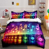 Dream Colorful Notes And Speakers Print Bedding Set 1 Duvet Cover 2 Pillowcases For Adult And Children Luxury Gift Full Size EU Twin 135X200cm&set