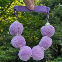 Cute Plush Pearl Pom-pomTumbler Handle Strap Accessories For Stanley Cup 30/40 oz Kawaii Water Bottle Carrier Sling Holder violetinė