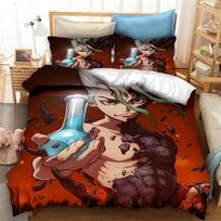 New Anime Dr.Stone 3D Print Bedding Set Duvet Covers Pillowcases 2/3 Piece Comforter Bedding Sets Bedclothes  Duvet Cover Sets EU single(135x200cm)