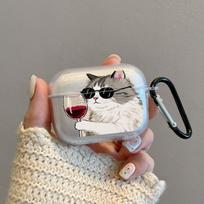 Cat themed headphone protective case for Airpods 3/4/PRO/PRO 2/PRO 3 with anti drop frosted texture and D-shaped buckle AIRPODSPRO2
