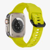 Silicone Strap For Apple Watch Ultra 3 49mm 11 10 9 8 7 46mm 42mm 45mm 41mm Wave Style Bracelet Band iWatch 654 SE 44/40mm Belt Ultra 49mm fluorescencinė žalia spalva
