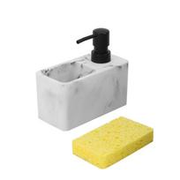 ABBY-Press-Type Dishwashing Liquid Bottle Detergent Dispenser White With Dish Brush Sponge balta