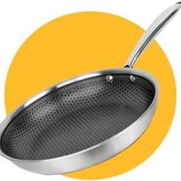 NonStick Stainless Steel Frying Pan Compatible with Induction Gas Stoves and Ovens Featuring Scratch Resistant