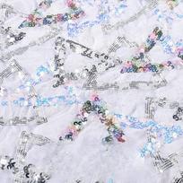 European American Nylon Spandex Dense Mesh Bead Embroidered Fabric Elastic Performance Dress Wall Decoration Curtain Diy Cloth 100x130cm