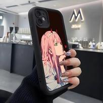 Darling Zero Two Phone Case For IPhone Air 17 Pro Max 16 E 15 14 Pro Max 13 12 11 Mini Plus Soft Silicone Black Cover iPhone 12