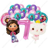 23pcs Cute Gabby Dollhouse Pandy Paws Baby Box Cat Balloons Set Girls Birthday Party Balloon Set Baby Shower Decorations Other