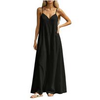 Women’s Sleeveless Spaghetti Strap Backless Maxi Dress Loose Fit Elegant Long Dress for Casual and Formal Occasions L juoda