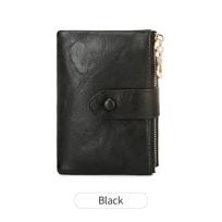Women’s Leather Short Wallet RFID Blocking Bifold Coin Purse Zipper Card Holder Compact Clutch Wallet with ID Window and Card Slots