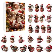 Christmas Dog Design Advent Calendar Blind Box Acrylic Wall Hanging For Holiday Celebration And Gift Exchanges StyleA