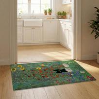 G-Gustav Klimt Print Starry Night Floor Mat Flannel Door Mat Non-Slip Bedroom Living Room Home Decor 40x60cm