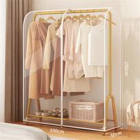 Floor Clothes Hanger Dust Cover Bedroom Drying Rack Dust Cover Cloth Translucent Coat Suit Storage Bag Dormitory Supplies 100x150x50cm-See below for size descriptions