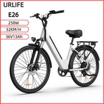 URLIFE E26 Elektrinis dviratis 32KM/H 350W Variklis 36V 13Ah/48V 10.4 AH Baterija Miesto kelionėms E-Bike 26*1.95 Colio Padanga Su LCD Ekranu Elektrinis Dviratis E26 White 36V13Ah 35KM/H balta