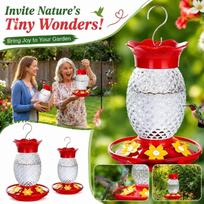 Outdoor Hanging Hummingbird Feeder 20oz Capacity Textured Glass Reservoir with Multiple Feeding Ports and Flower-Shaped Feeding Stations One Size raudona