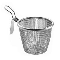 304 Stainless Steel Deep Fryer Basket Round with Handle Fry Basket 4.33in/3.54in Fine Mesh Mesh Spider Noodle Dumplings