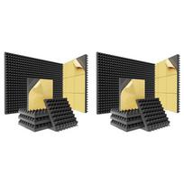 ABBY-24 Pack Pyramid Sound Proof Foam Panels With Self-Adhesive, 12X12x2inch Acoustic Foam Panels Of High Density (Black) juoda