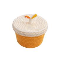 Cotton Rope Woven Storage Basket Ins Style with Lids Desktop Storage Box Large Capacity Round Sundries Organizer Kids Toys geltona