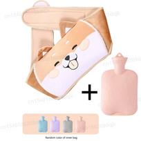 Cartoon Hot Water Bottle Cover Warm Plush Pouch Hot-water Bag Covers Waist Belt 1000ml Water Bottle Universal Warm Bag Cover šviesiai ruda spalva